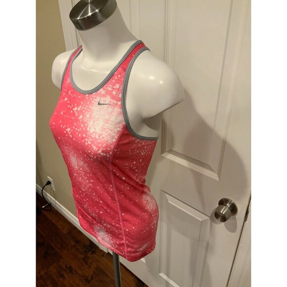 Nike Dri-Fit Pink & White Splatter Print Athletic Tank Top, Size XS - Picture 2 of 5